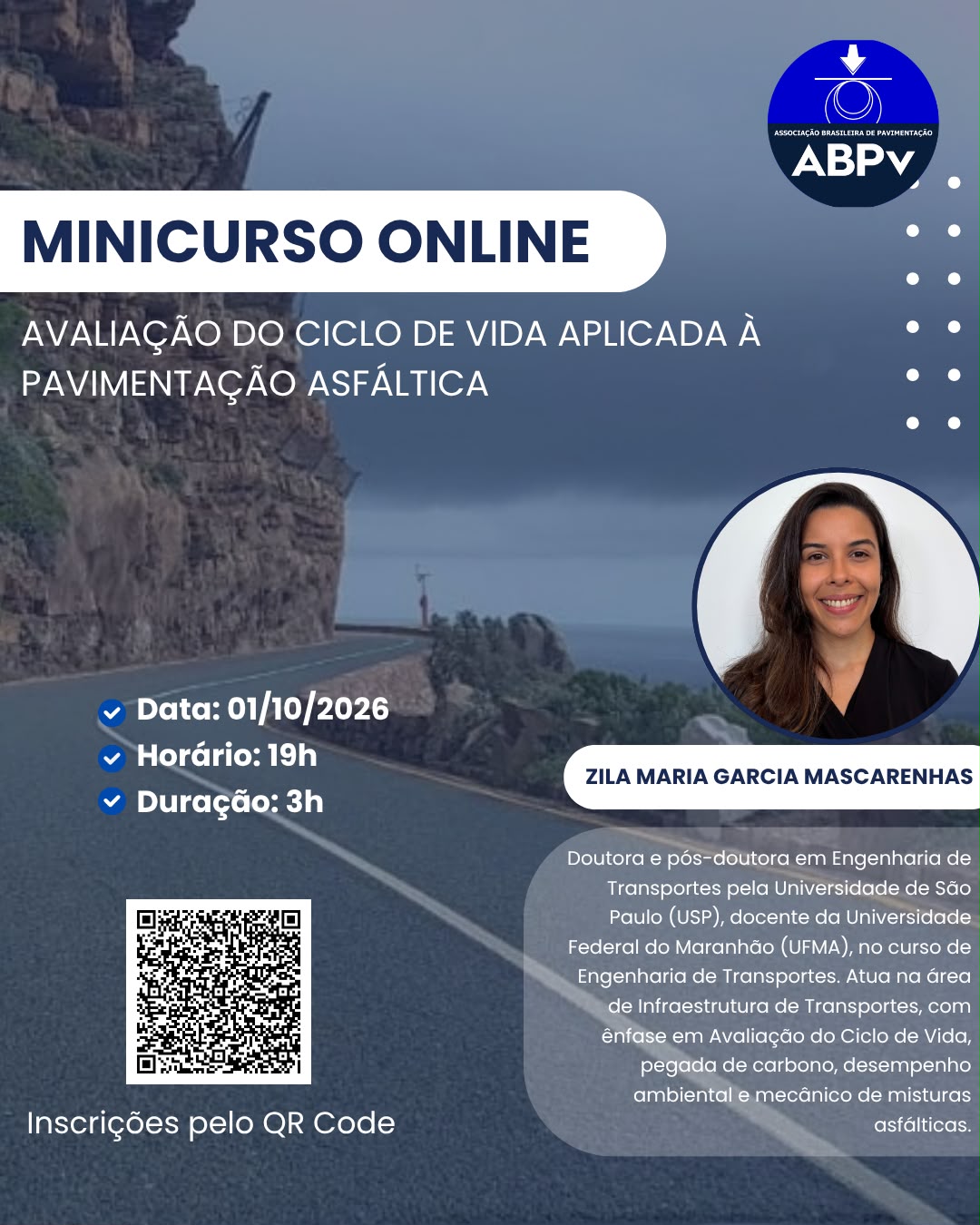 Minicurso online ao vivo: Avaliação do Ciclo de Vida Aplicada à Pavimentação Asfáltica